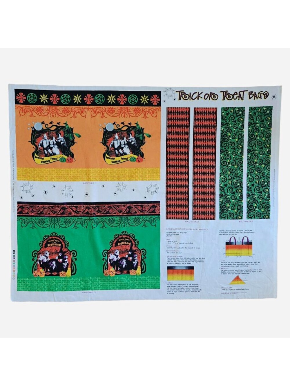 Vintage c. 1990 Wizard of Oz Halloween Fabric Panel Trick-or-Treat Bags